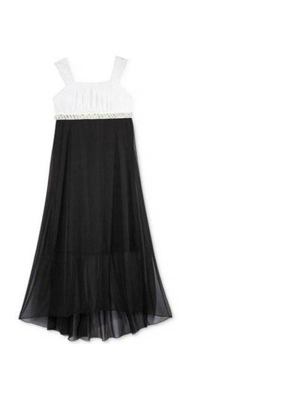 BCX Party Maxi Dress 16 Girls Black White Holiday Sleeveless Rhinestone Lined